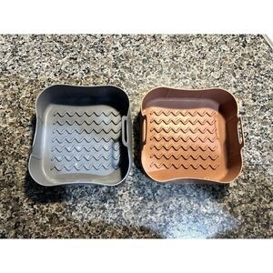 2Pcs Air Fryer Silicone Basket Oven Safe Baking Tray Accessories 8x8